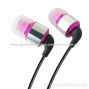 Mobile Phone Headset/Metal Earphones with Mic, 5mW Maximum Input Power